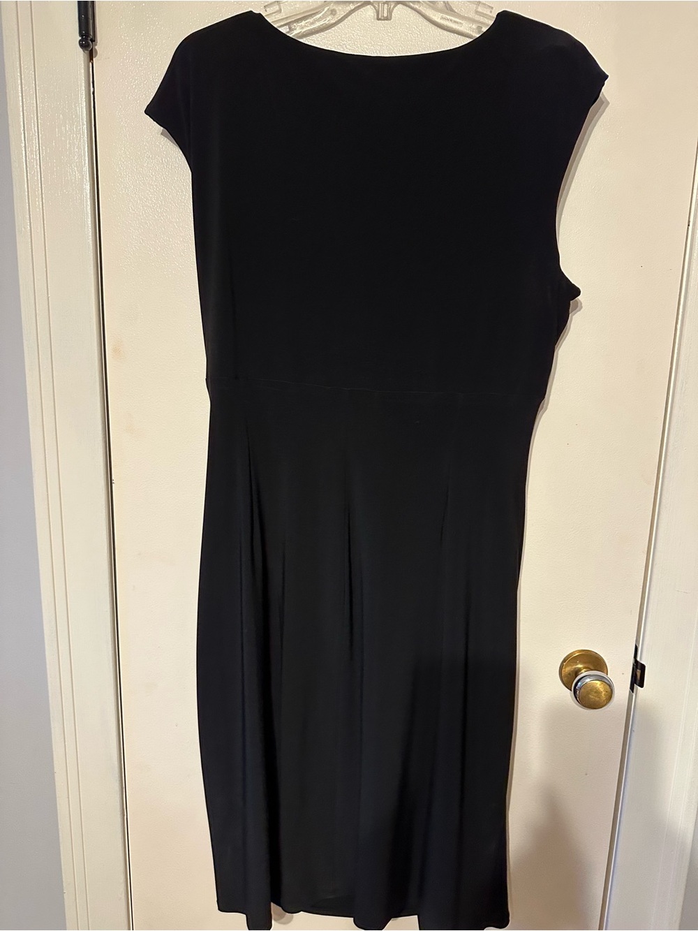 Ralph Lauren Black V-Neck Ruched Midi Dress - Picture 3 of 5